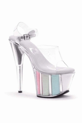 709-GLITTER Platform Sandal  | Multi  Patent