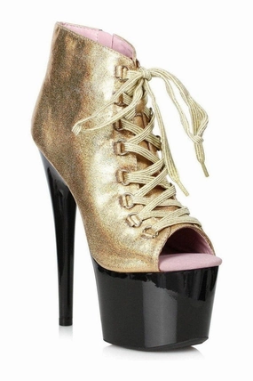 709-ZAYLEE Stripper Bootie | Gold Glitter