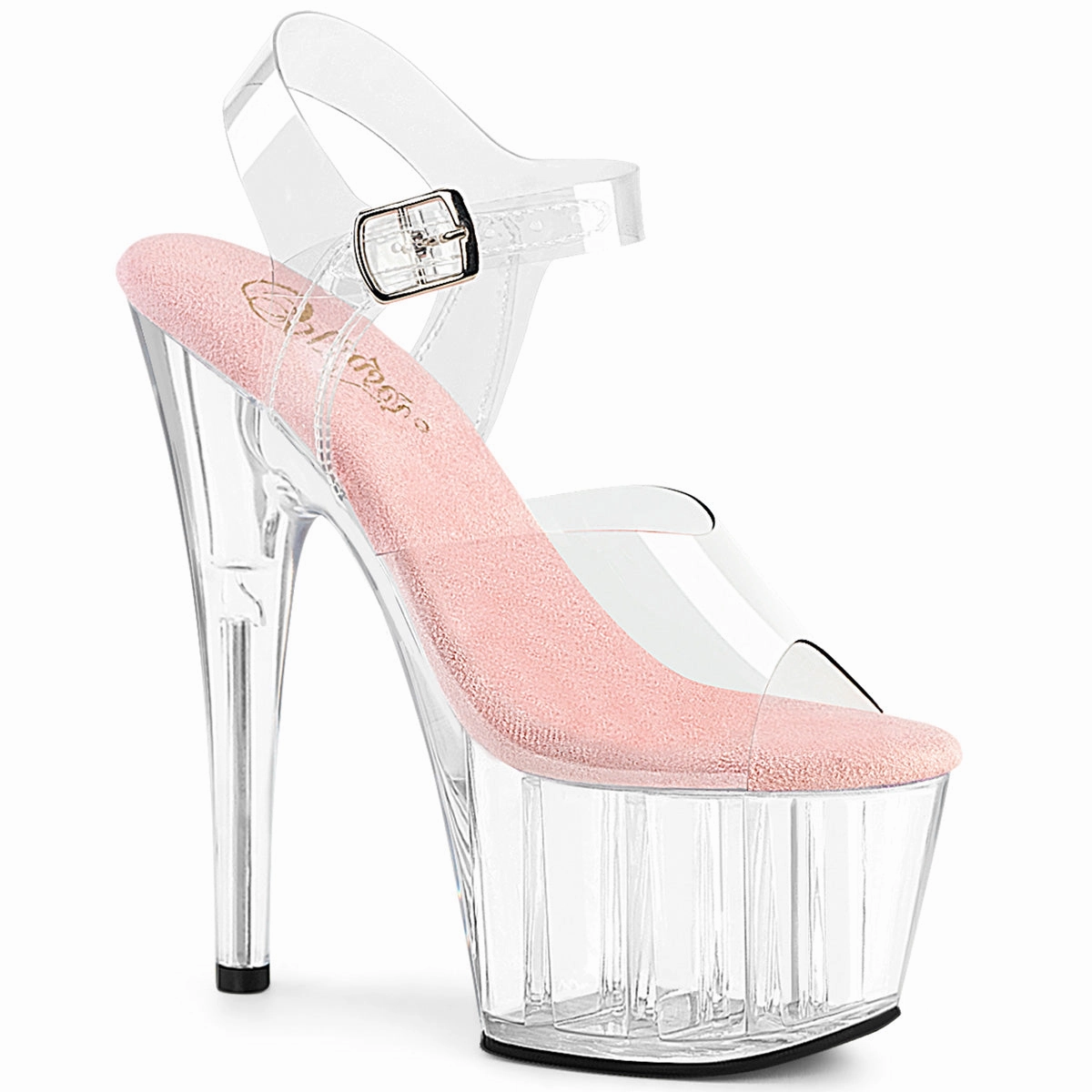 7 Inch Heel ADORE-708 Clear Baby Pink Insole