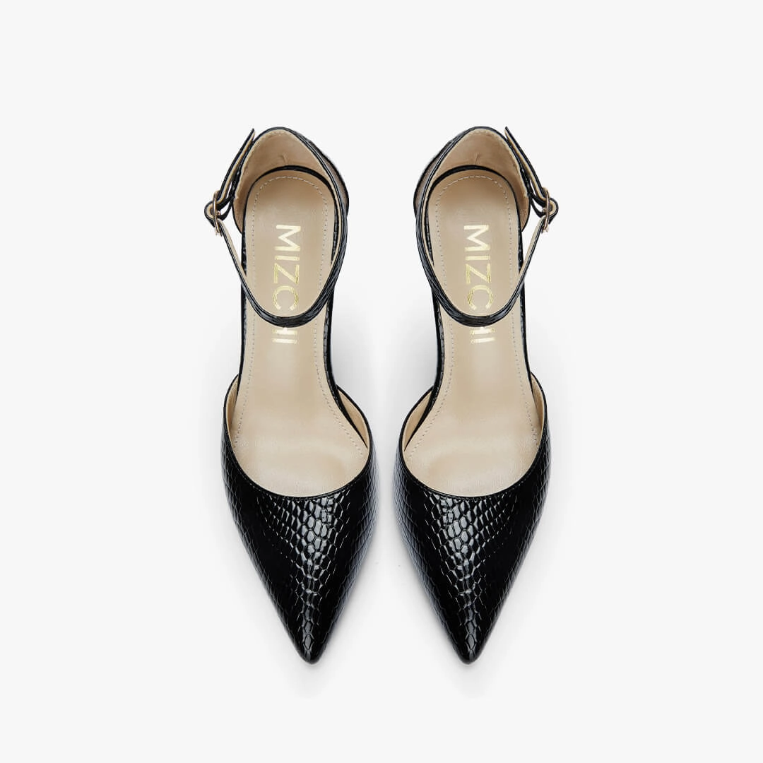 *BIANCA LIZARD - classic ankle strap pumps