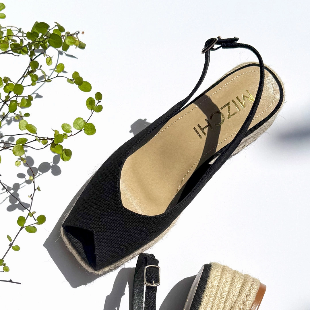 *Giulia - Black Slingback espadrilles