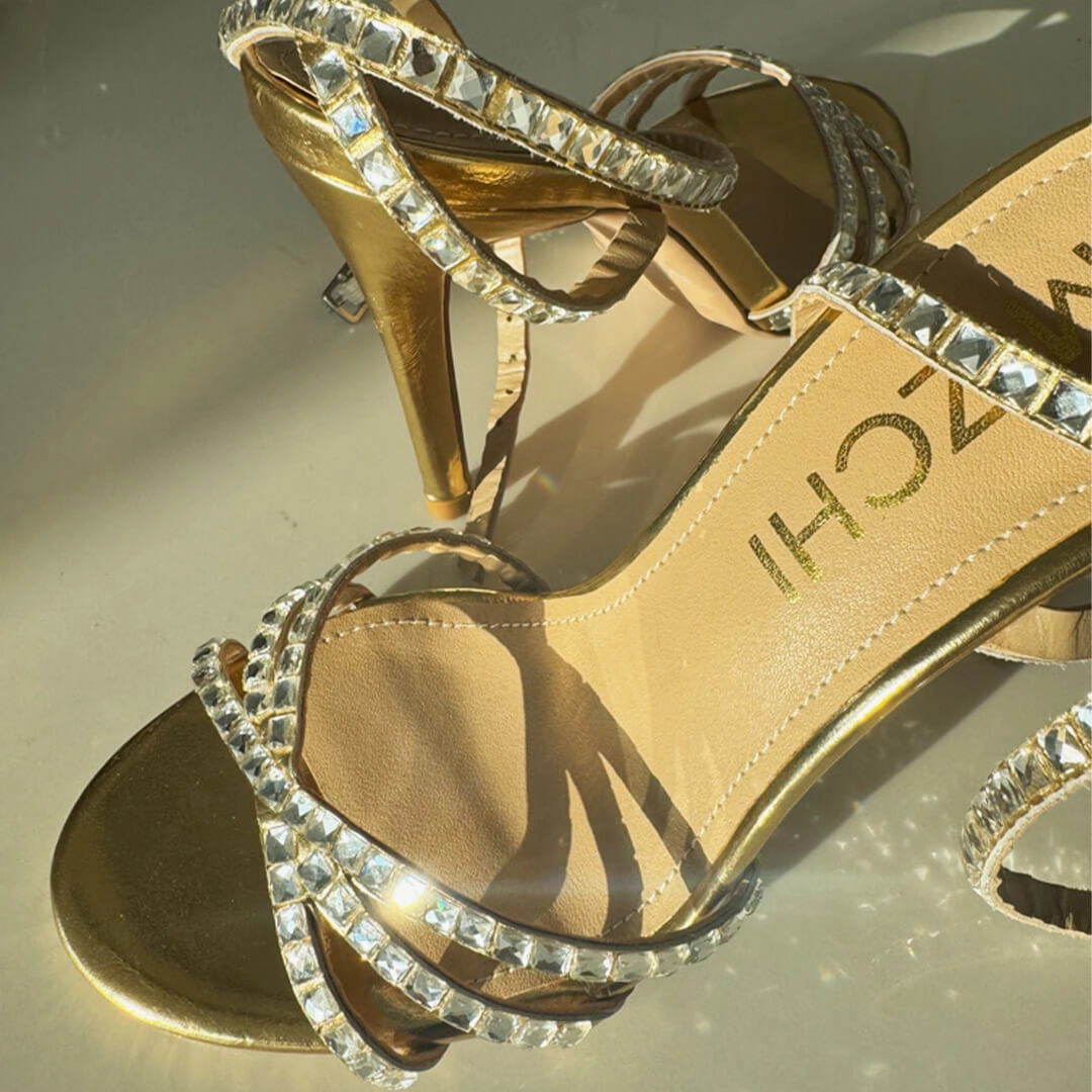 *MADDY GOLD  - diamond decor heels