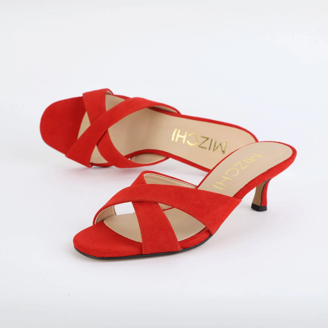 *UK size 2.5 - Anneka  - red suede, 5cm heels
