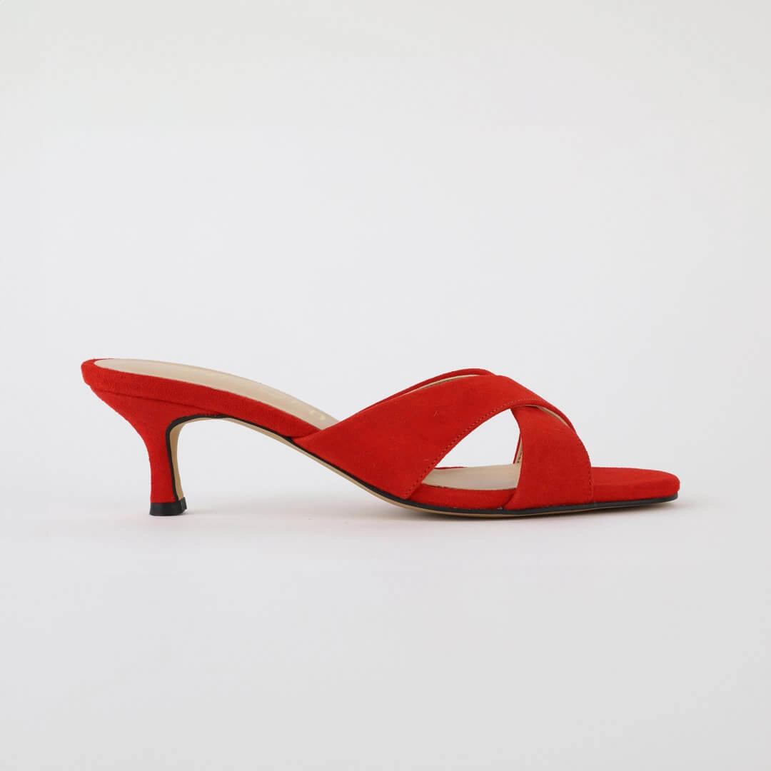 *UK size 2.5 - Anneka  - red suede, 5cm heels