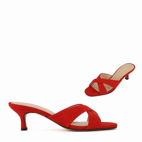 *UK size 2.5 - Anneka  - red suede, 5cm heels