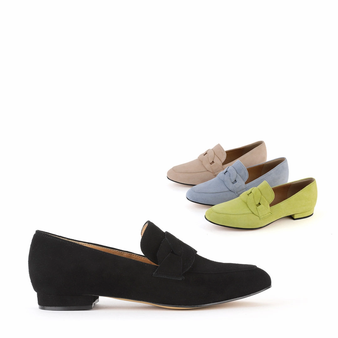 *UK size 2 - AAYWO - green suede, 1.5cm heels