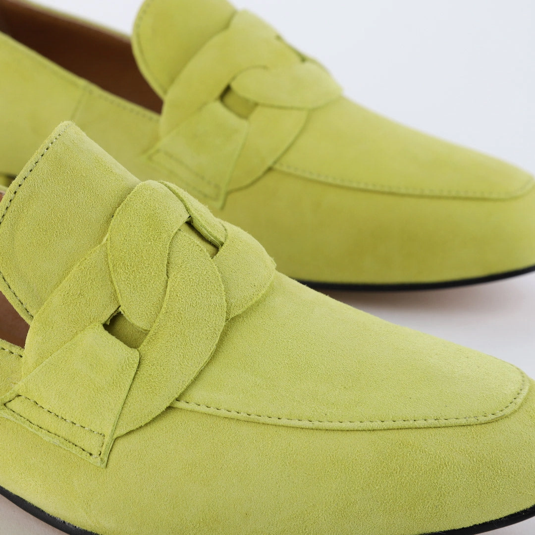 *UK size 2 - AAYWO - green suede, 1.5cm heels