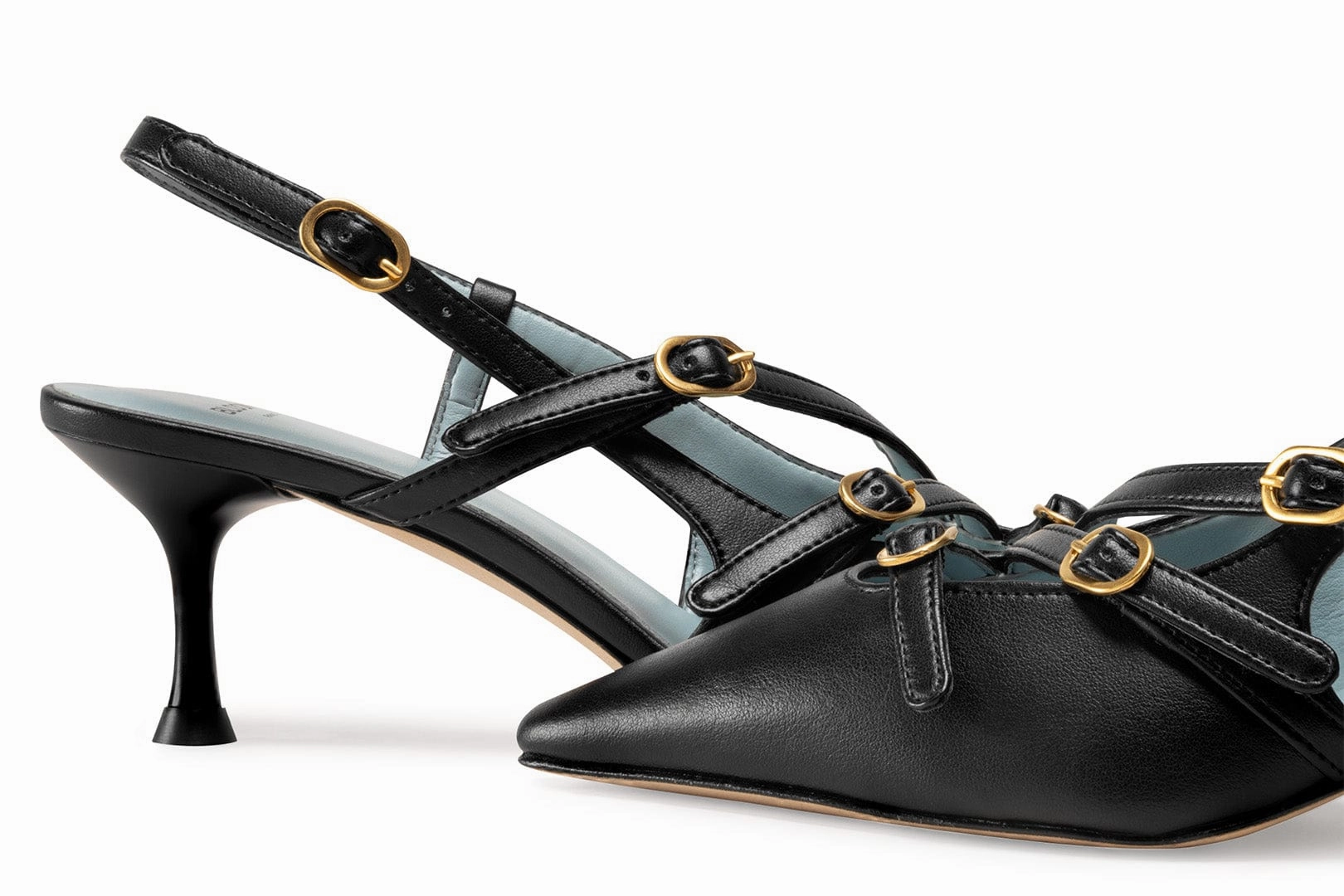 Alice Vegan Apple Leather Slingback Heels | Black