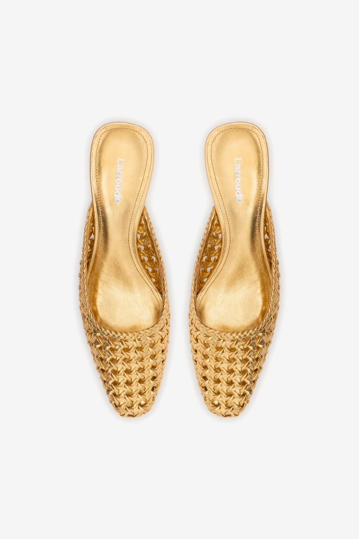 Amal Macrame Mule In Gold Metallic Leather