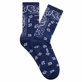 Bandana Jacquard Sock - Navy/White