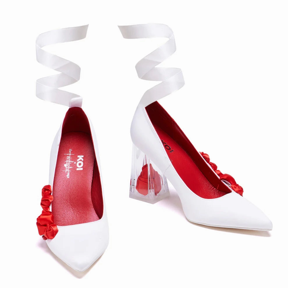 Bella’s Nightmare Rose Heels - Pearl-White-Size 5-Clearance