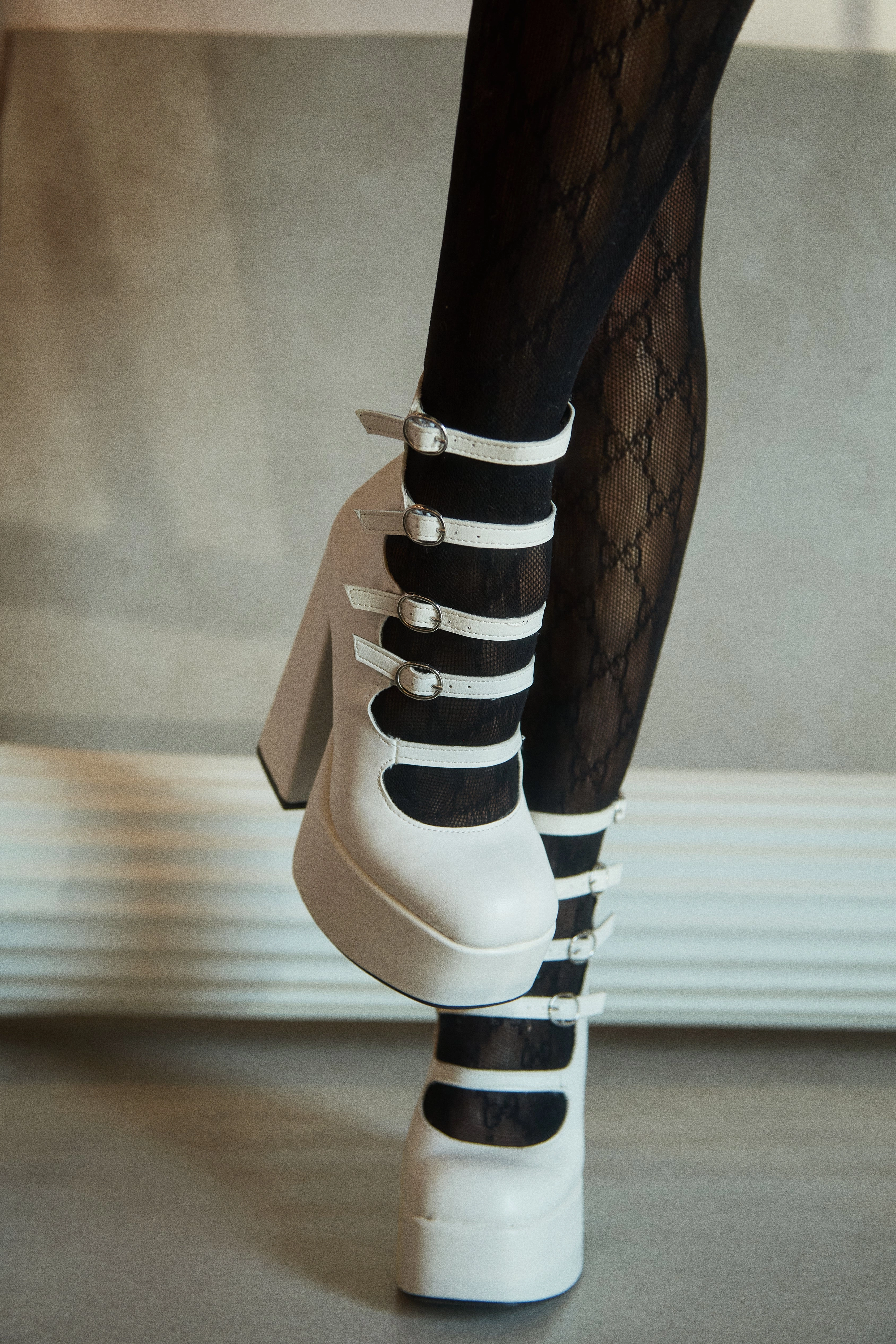 Bellatrix Platform Chunky Heels - White
