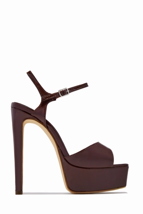 Bombshell Strut Platform High Heels - Brown