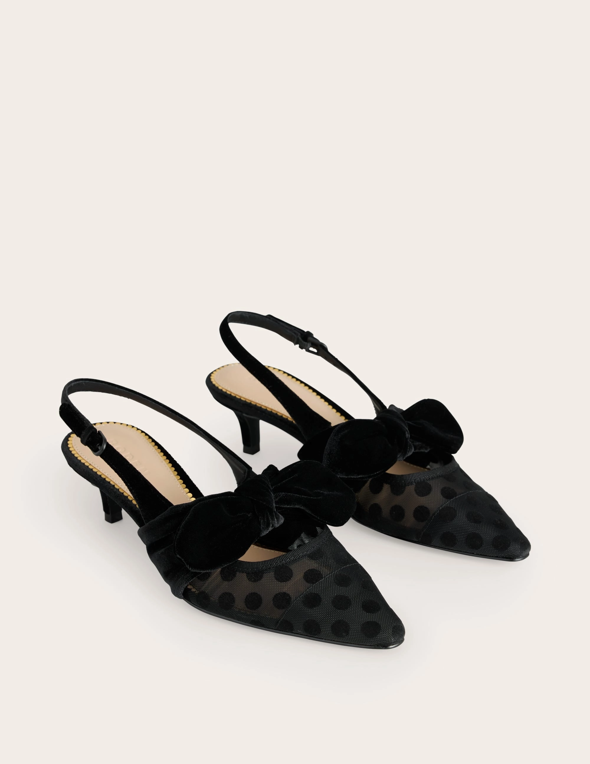 Bow Kitten Heels-Polka Dot Mesh
