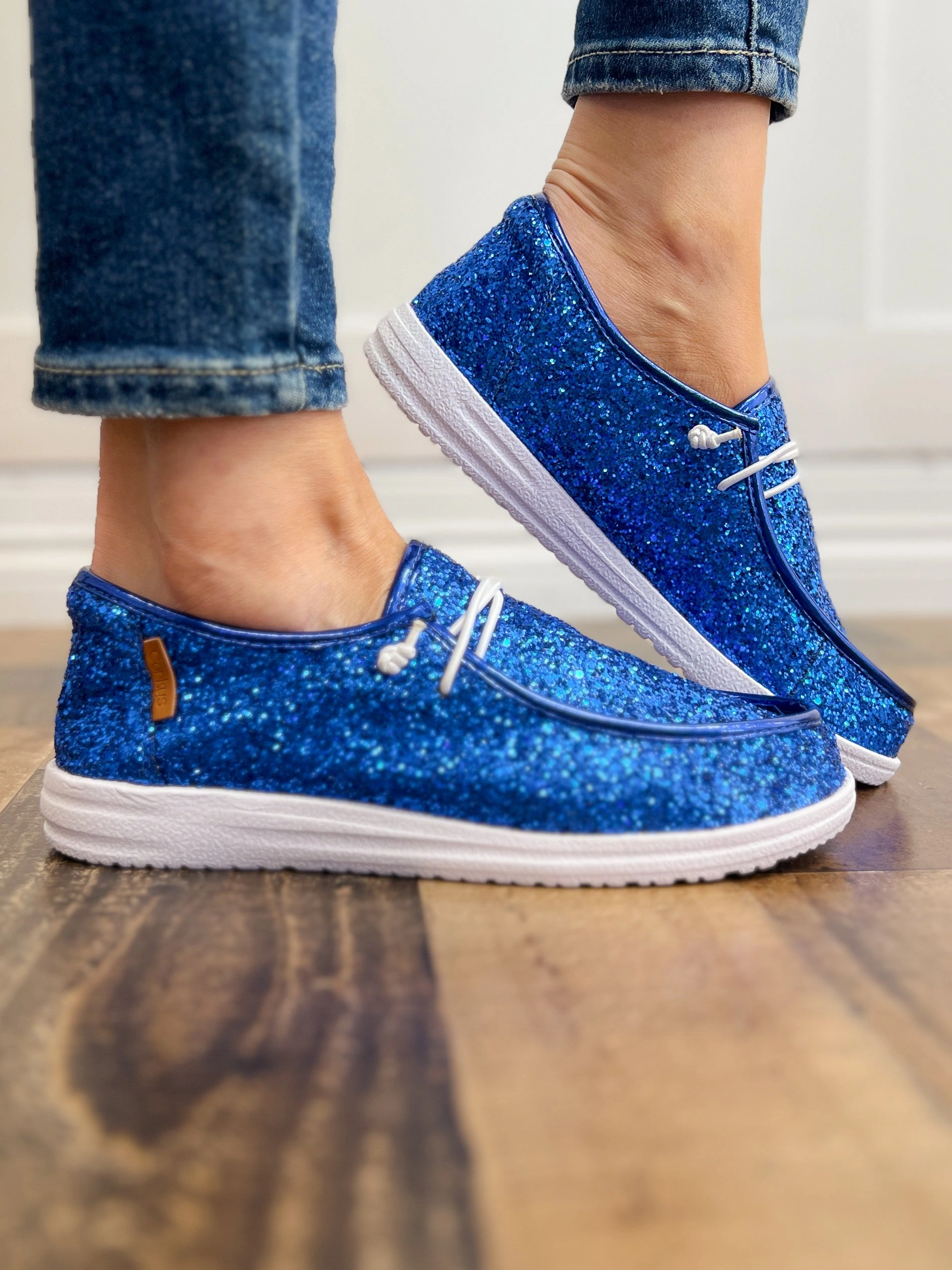 Corkys Kayak Electric Blue Glitter Slip-On Shoes
