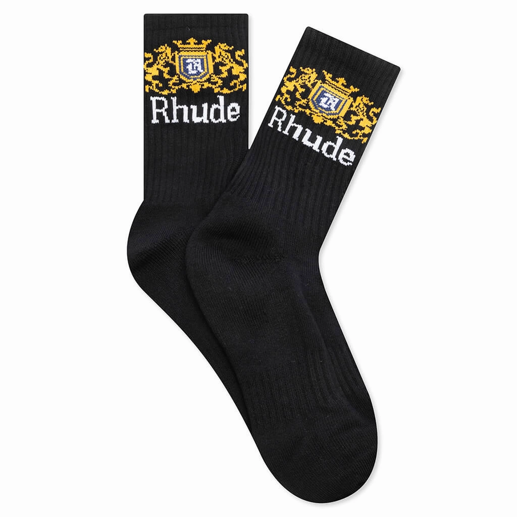 Crest Logo Sock - Black/White/Yellow