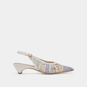 DAFNEY HEELS WHITE MULTI WOVEN LEATHER