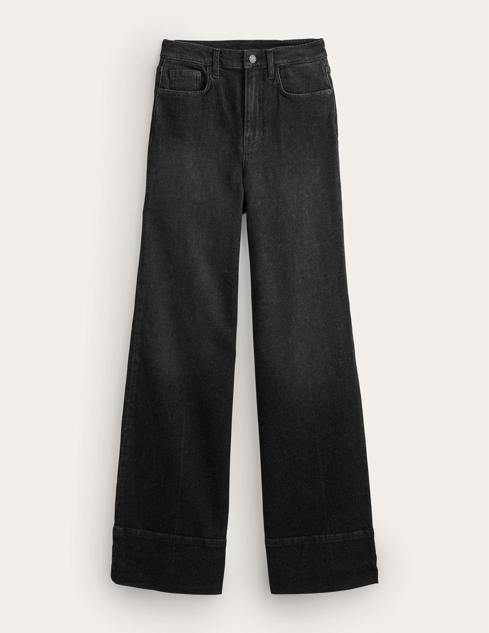 Full Length Straight Jeans-Washed Black