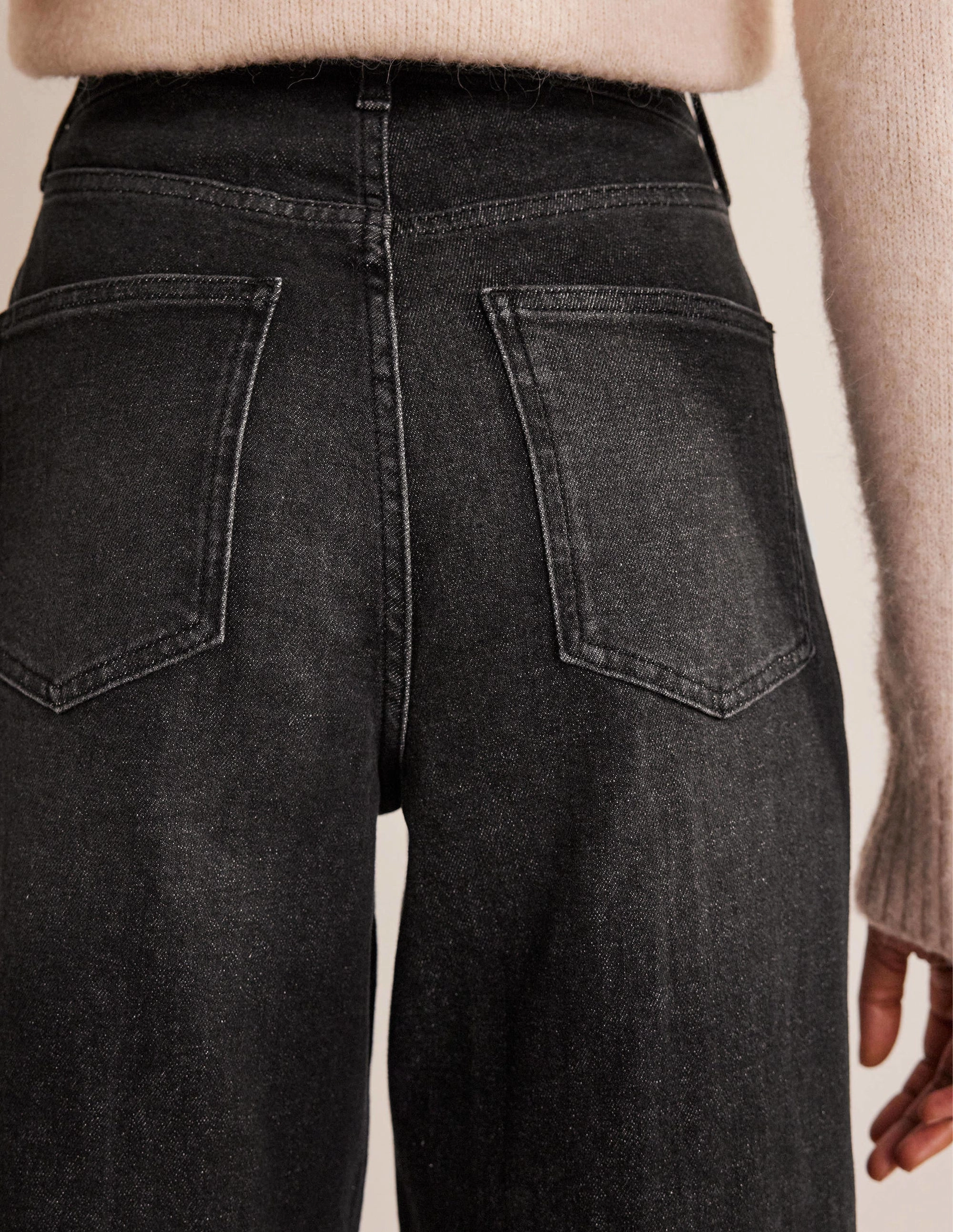 Full Length Straight Jeans-Washed Black