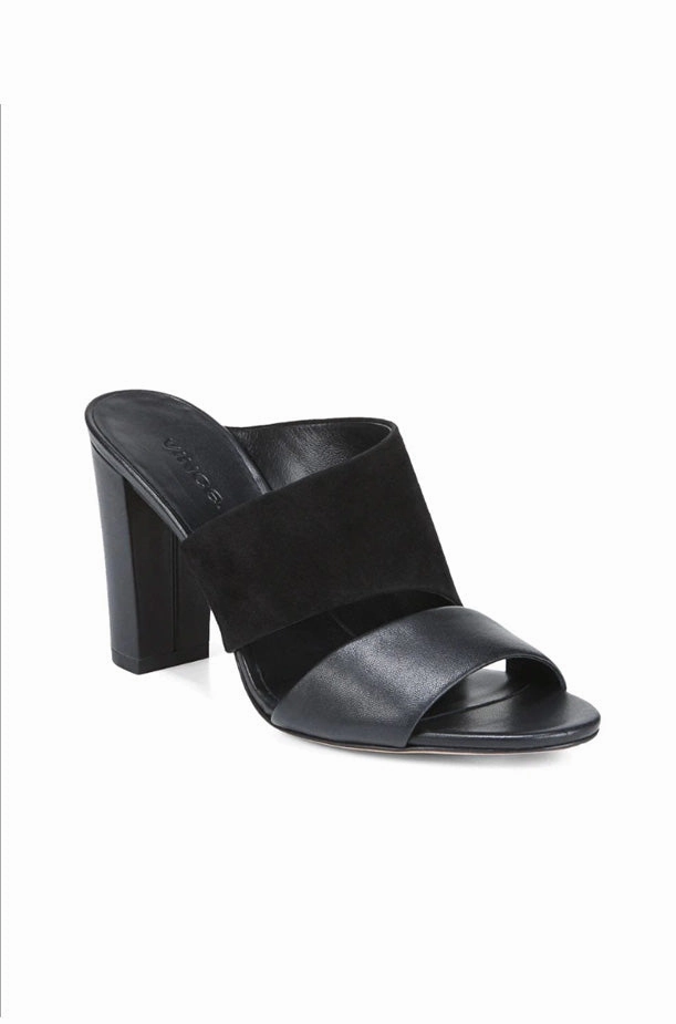 Hiro Suede/Leather Mule - Black
