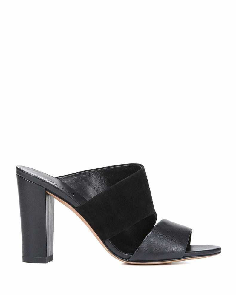 Hiro Suede/Leather Mule - Black