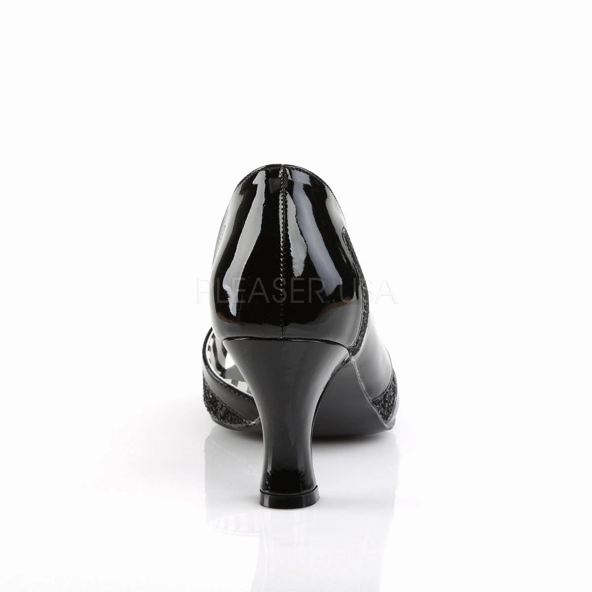 JENNA-03  Black Patent-Black Glitter
