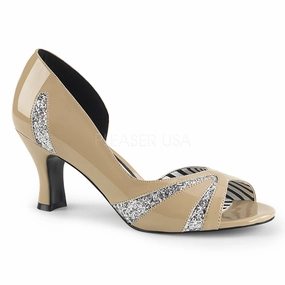 JENNA-03  Cream Patent-Silver Glitter