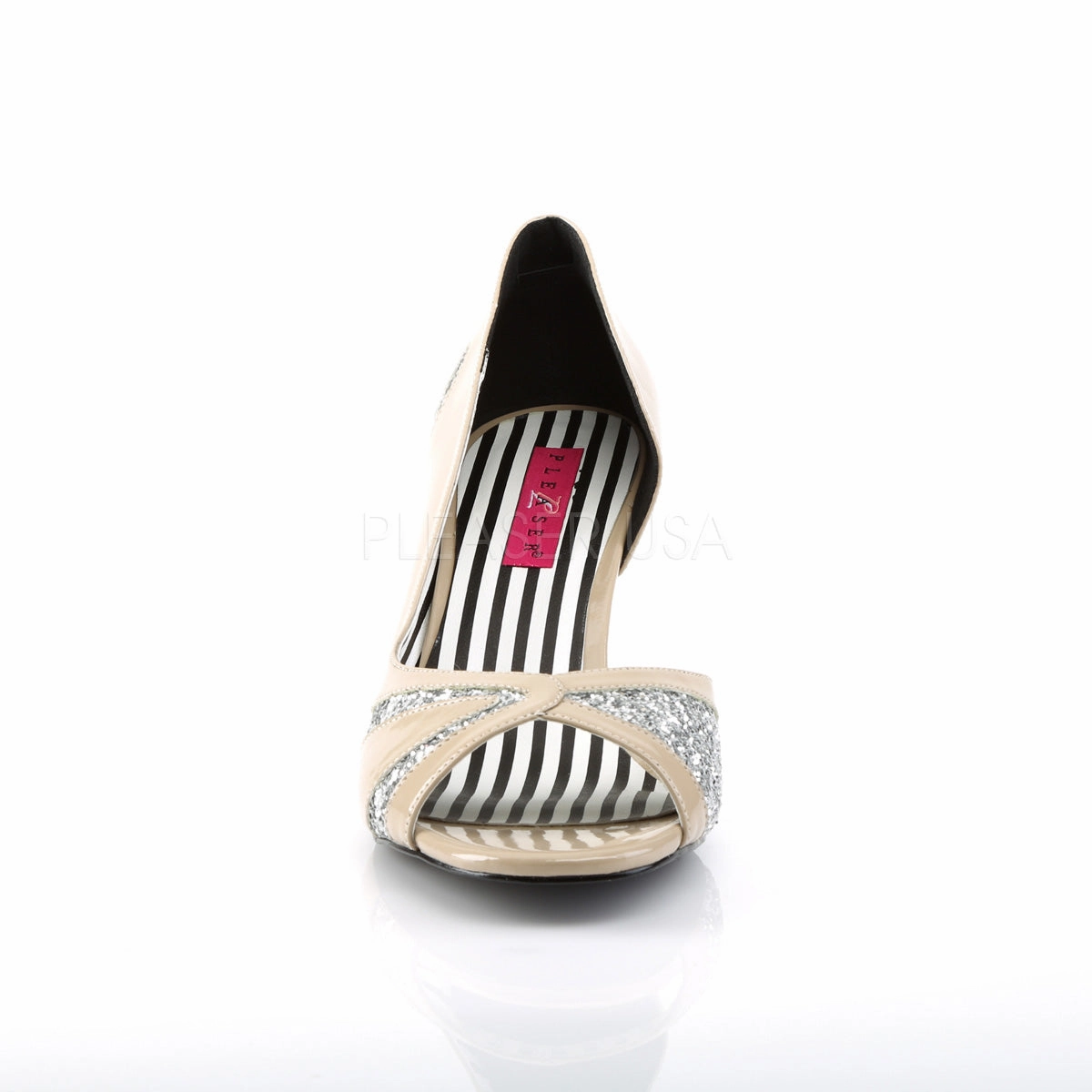 JENNA-03  Cream Patent-Silver Glitter