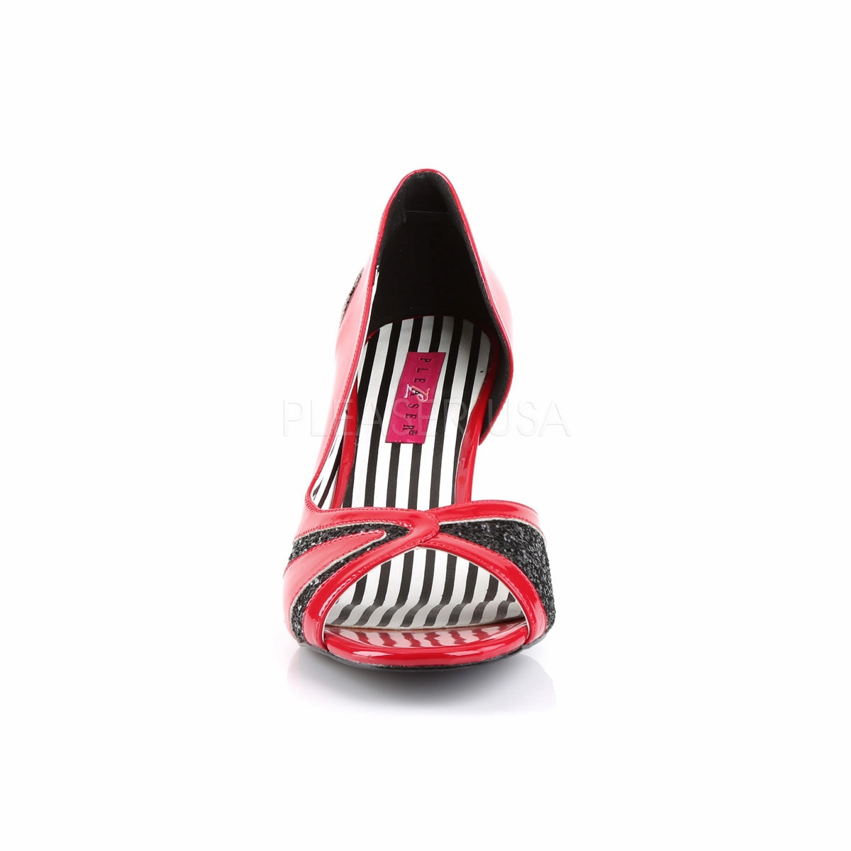 JENNA-03  Red Patent-Black Glitter