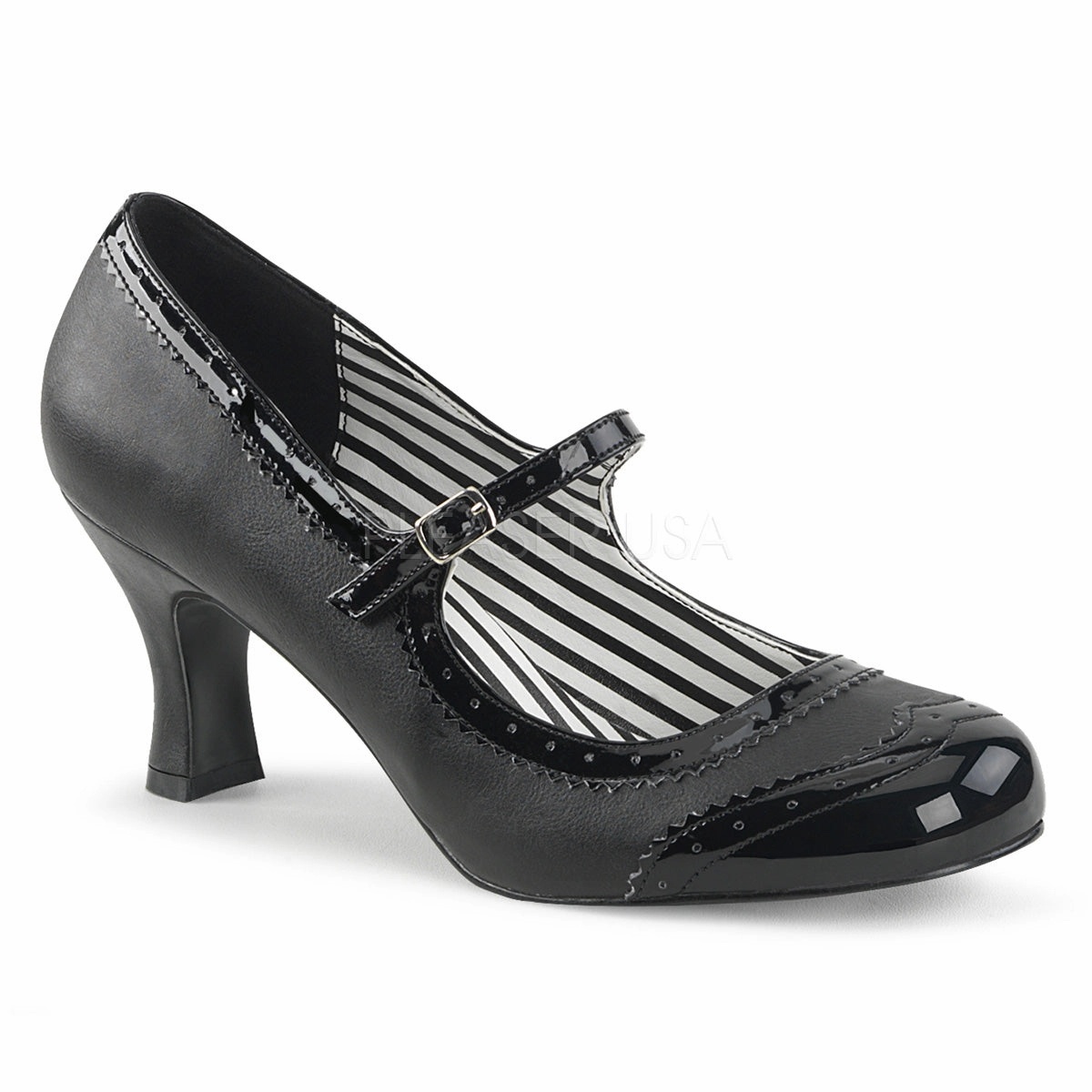 JENNA-06  Black Faux Leather-Patent