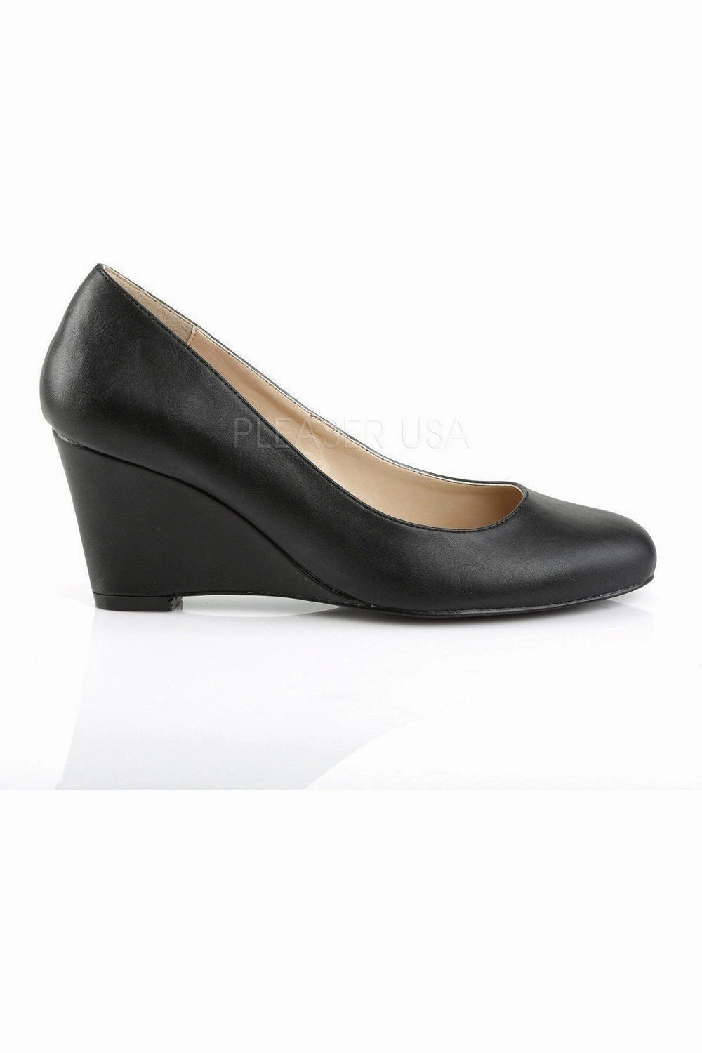 KIMBERLY-08 Wedge  | Black Faux Leather