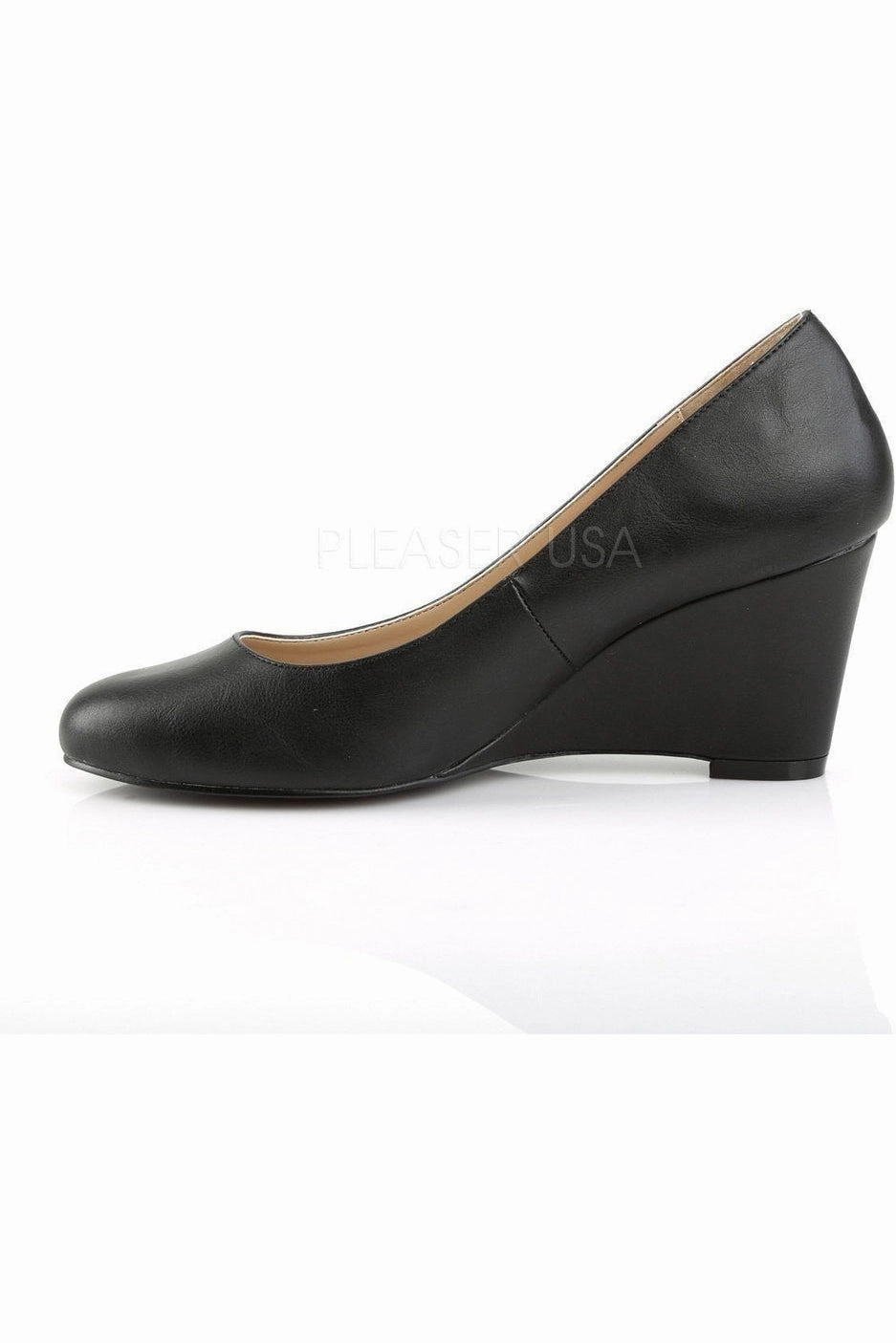 KIMBERLY-08 Wedge  | Black Faux Leather