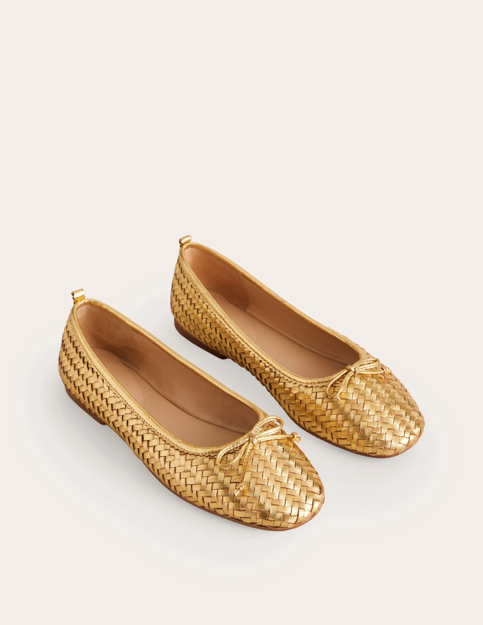 Kitty Flexi Sole Ballet Flats-Woven Gold