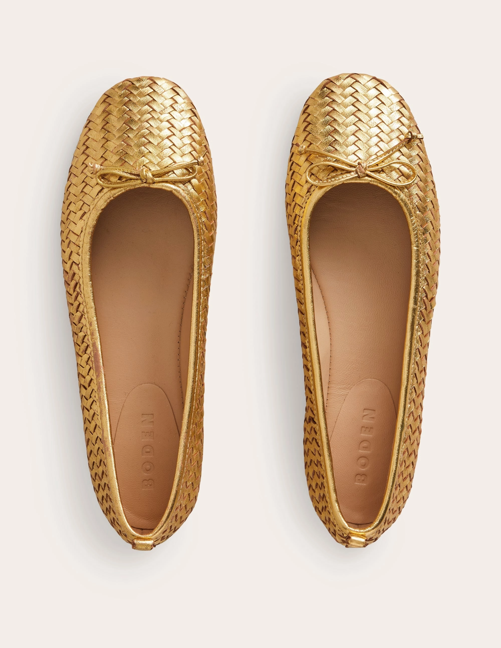 Kitty Flexi Sole Ballet Flats-Woven Gold