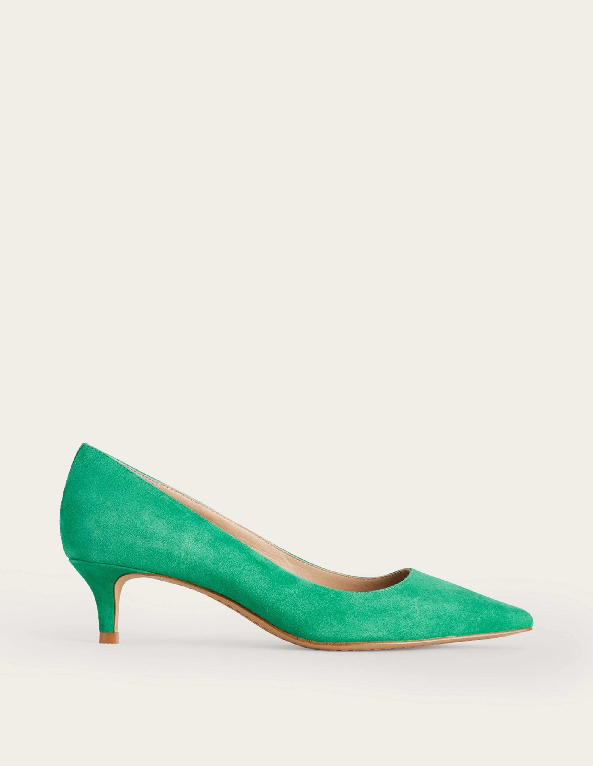 Lara Low-Heeled Court Shoes-Meadow Green Suede