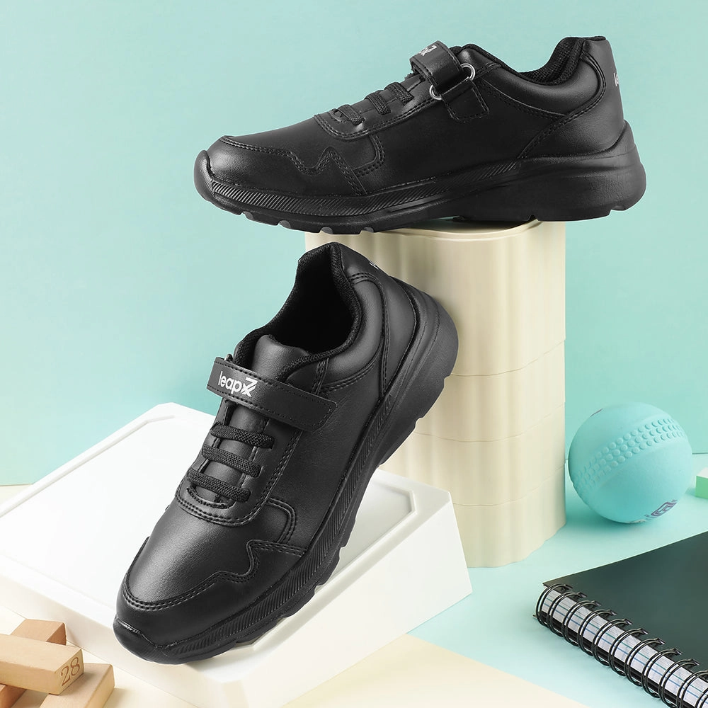 Leap7x Black Velcro Uniform School Shoes For Kids SCHLPRO-3 By Liberty