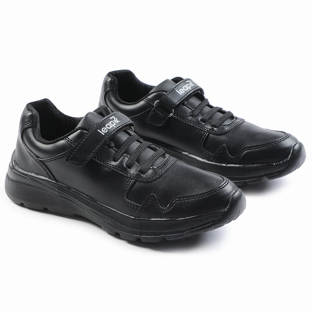 Leap7x Black Velcro Uniform School Shoes For Kids SCHLPRO-3 By Liberty