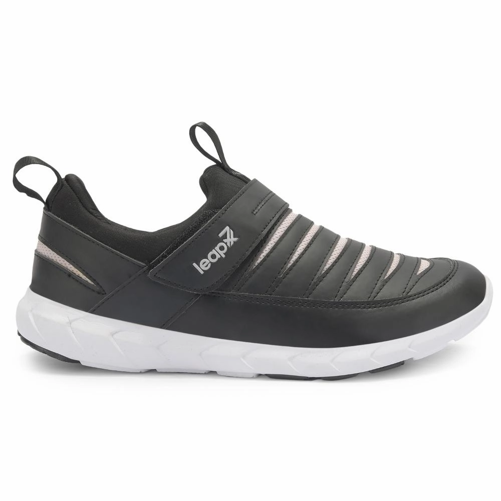 Leap7x Non Lacing Black Casual Slip-on Shoes For Women LEWIS-2 By Liberty