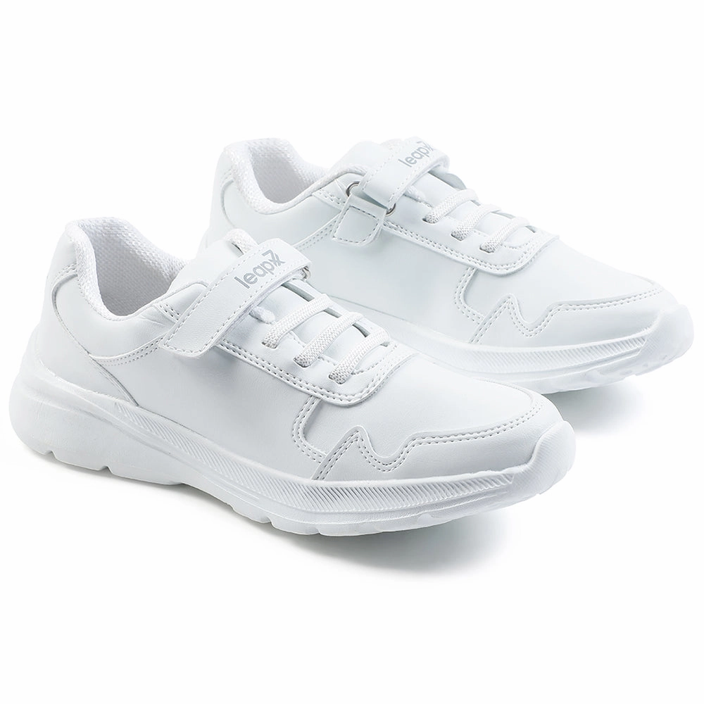 Leap7x White Velcro Uniform School Shoes For Kids SCHLPRO-3 By Liberty