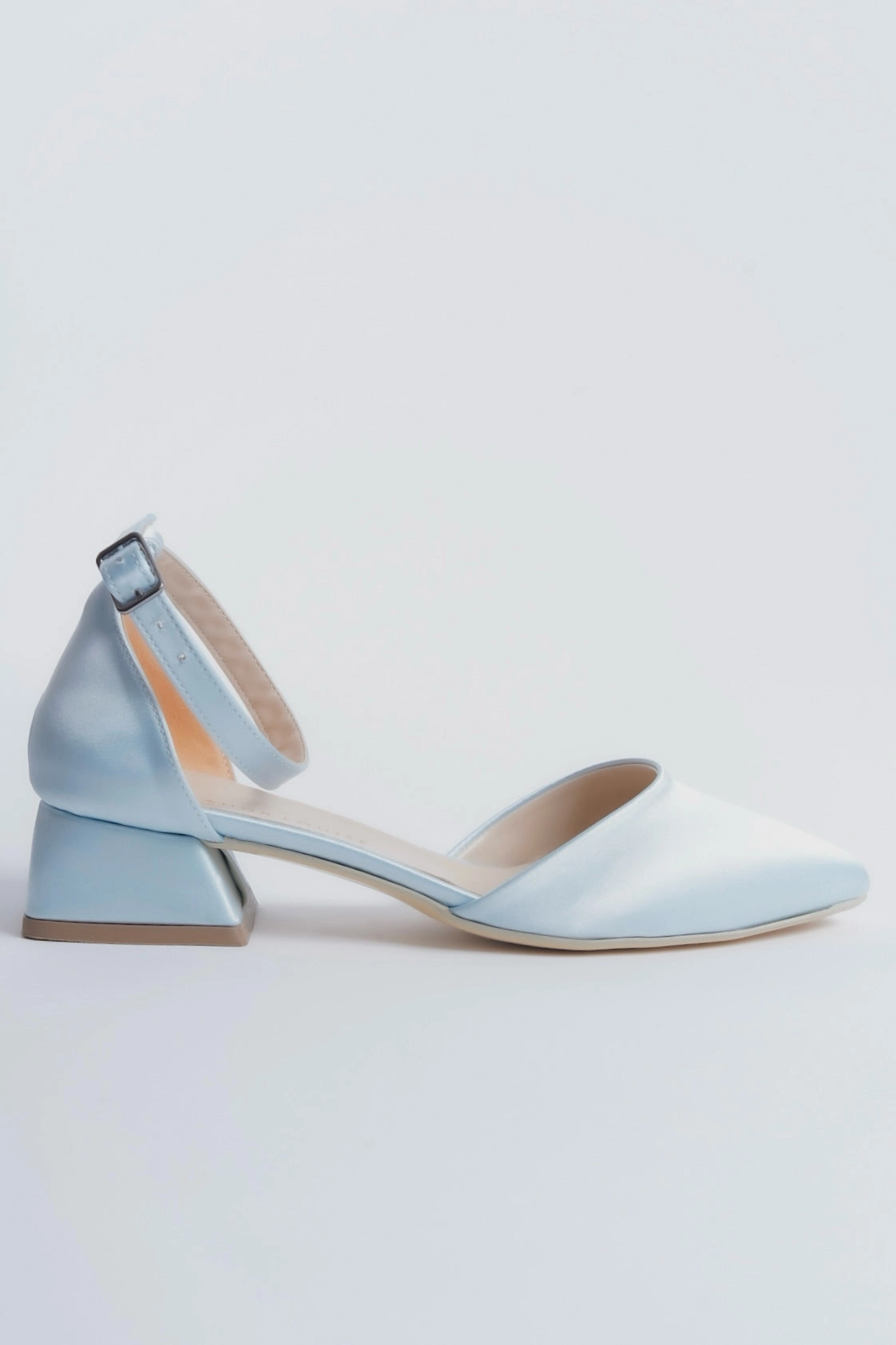 Liza | Baby Blue Satin Low Heels