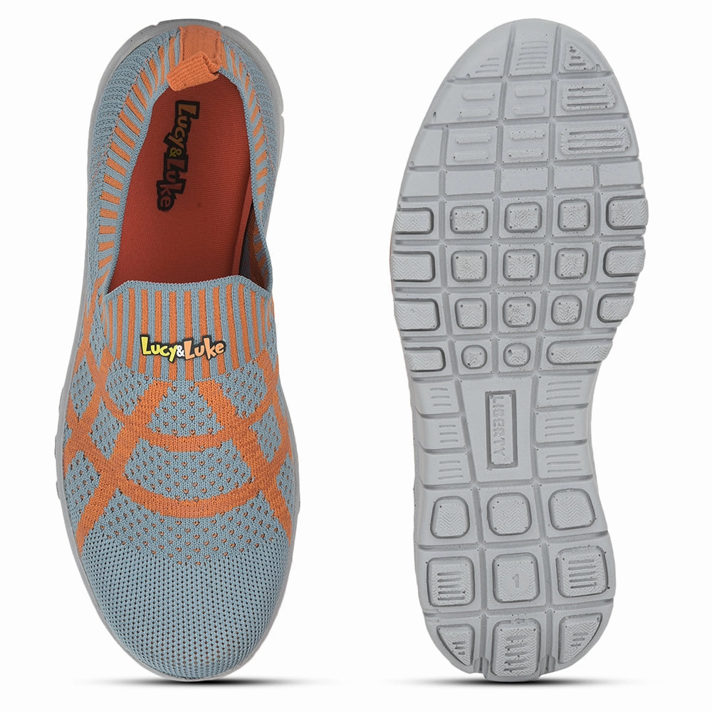Lucy & Luke (Blue) Sports Non Lacing Walking Shoes For Kids 2123-21 By Liberty