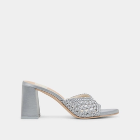 MARGOE HEELS LIGHT BLUE WOVEN SATIN