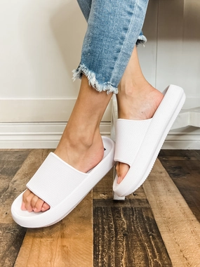 Mia Lexa in White - World's Best Comfy Slide Shoes