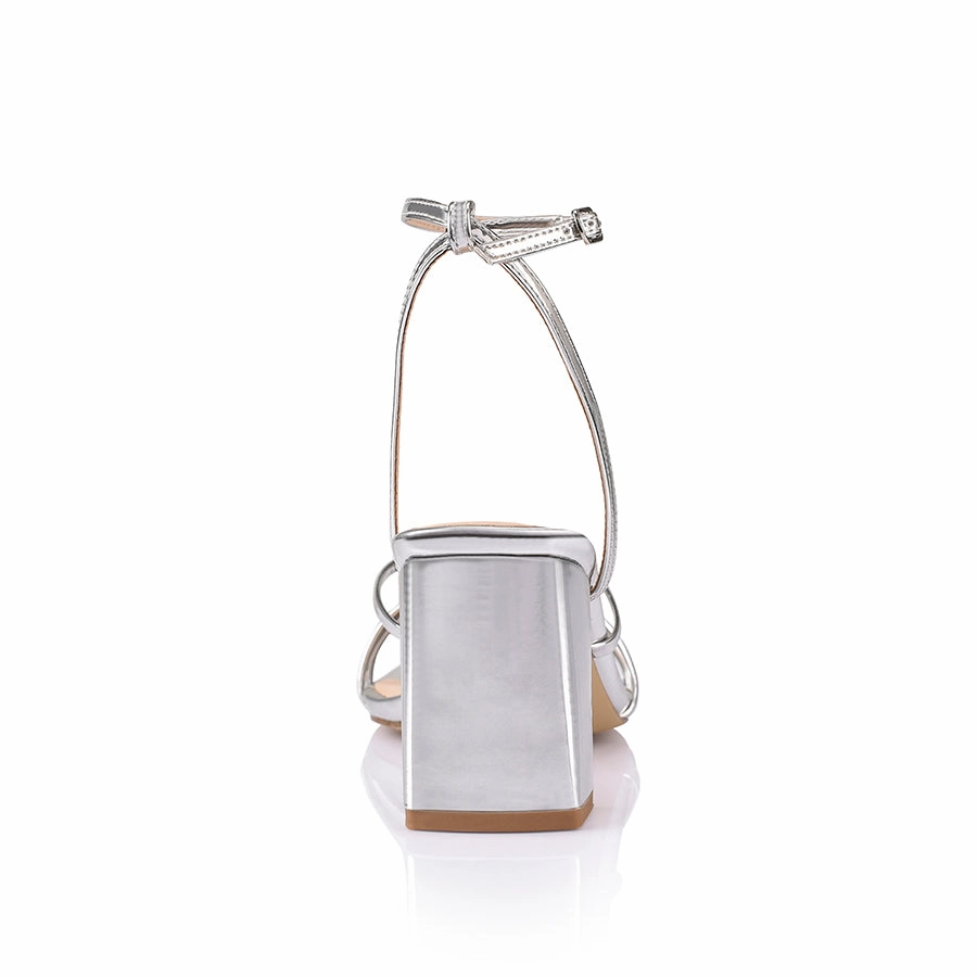 Nakita Block Heel Sandals - Silver Mirror