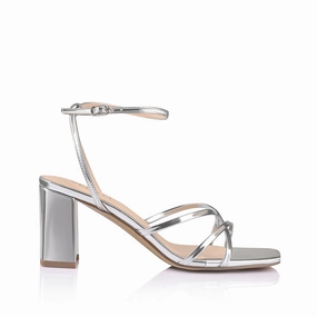 Nakita Block Heel Sandals - Silver Mirror