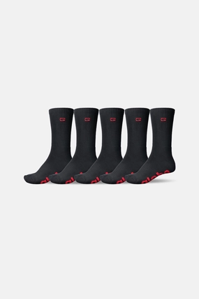 OG Logo Hi Crew Sock 5 Pack - BLACK