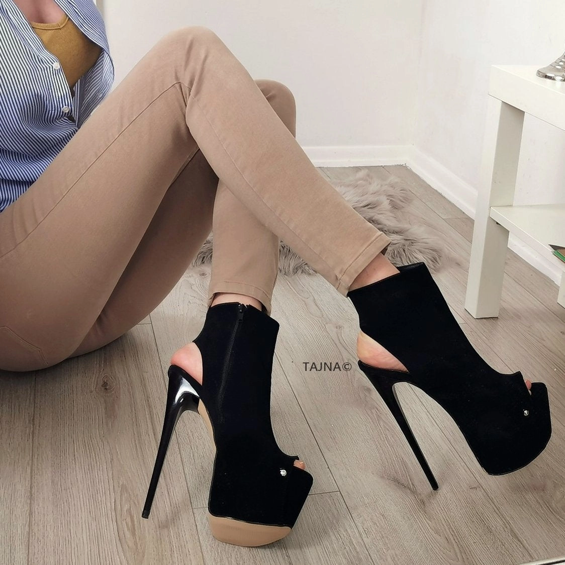 Open Back Black Ankle Booties