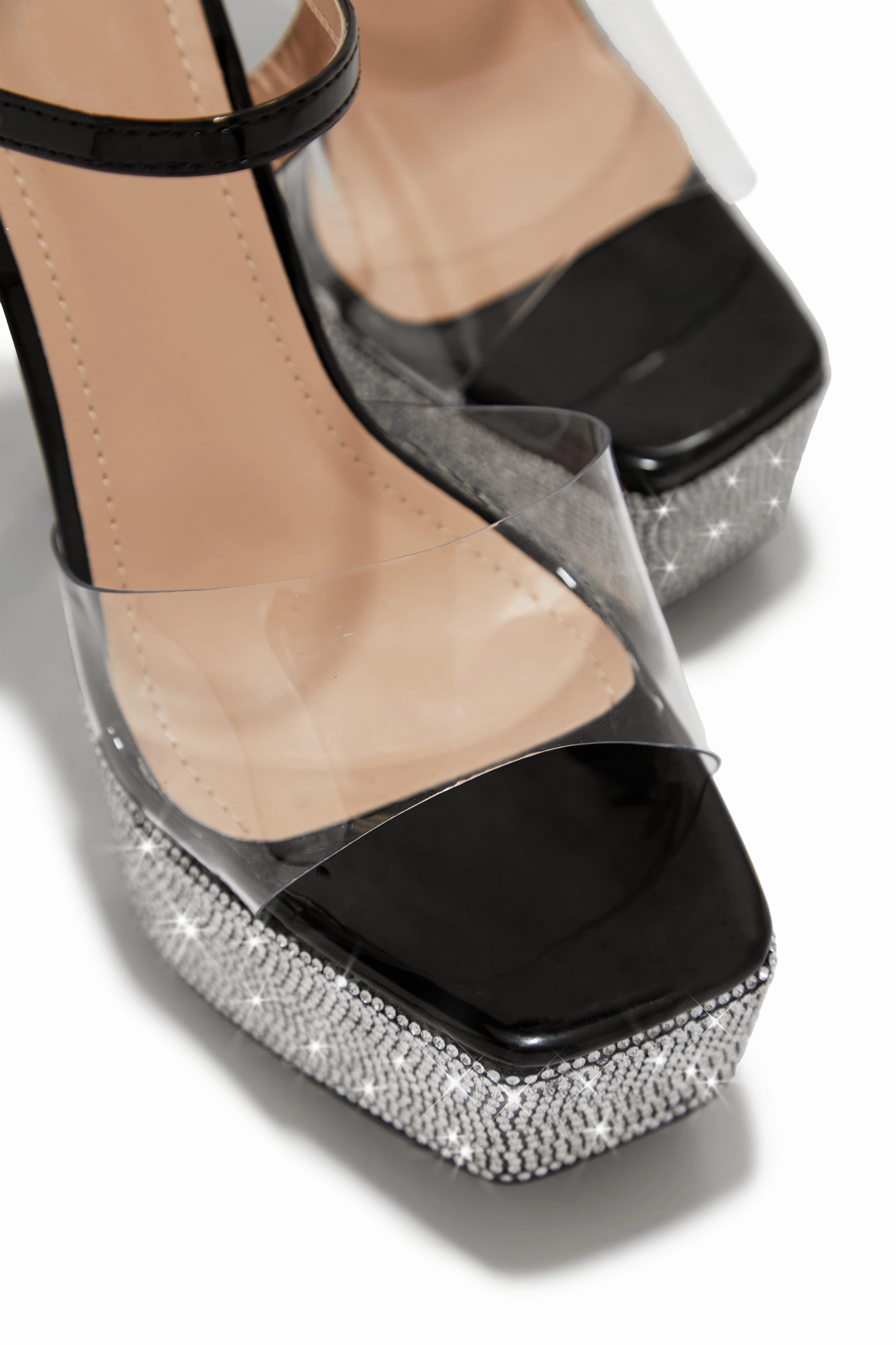 Party Ready Embellished Platform Heels - Black