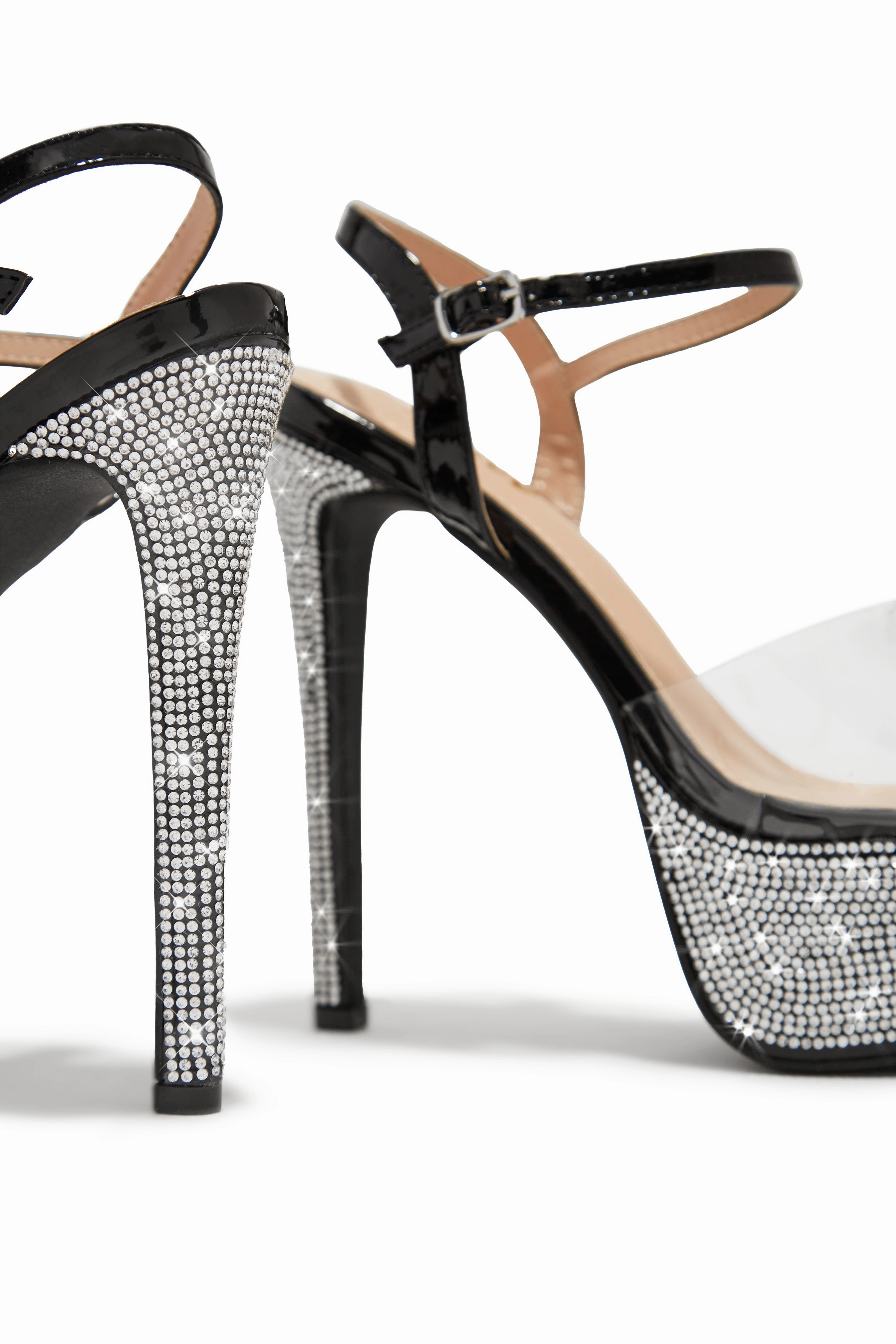 Party Ready Embellished Platform Heels - Black