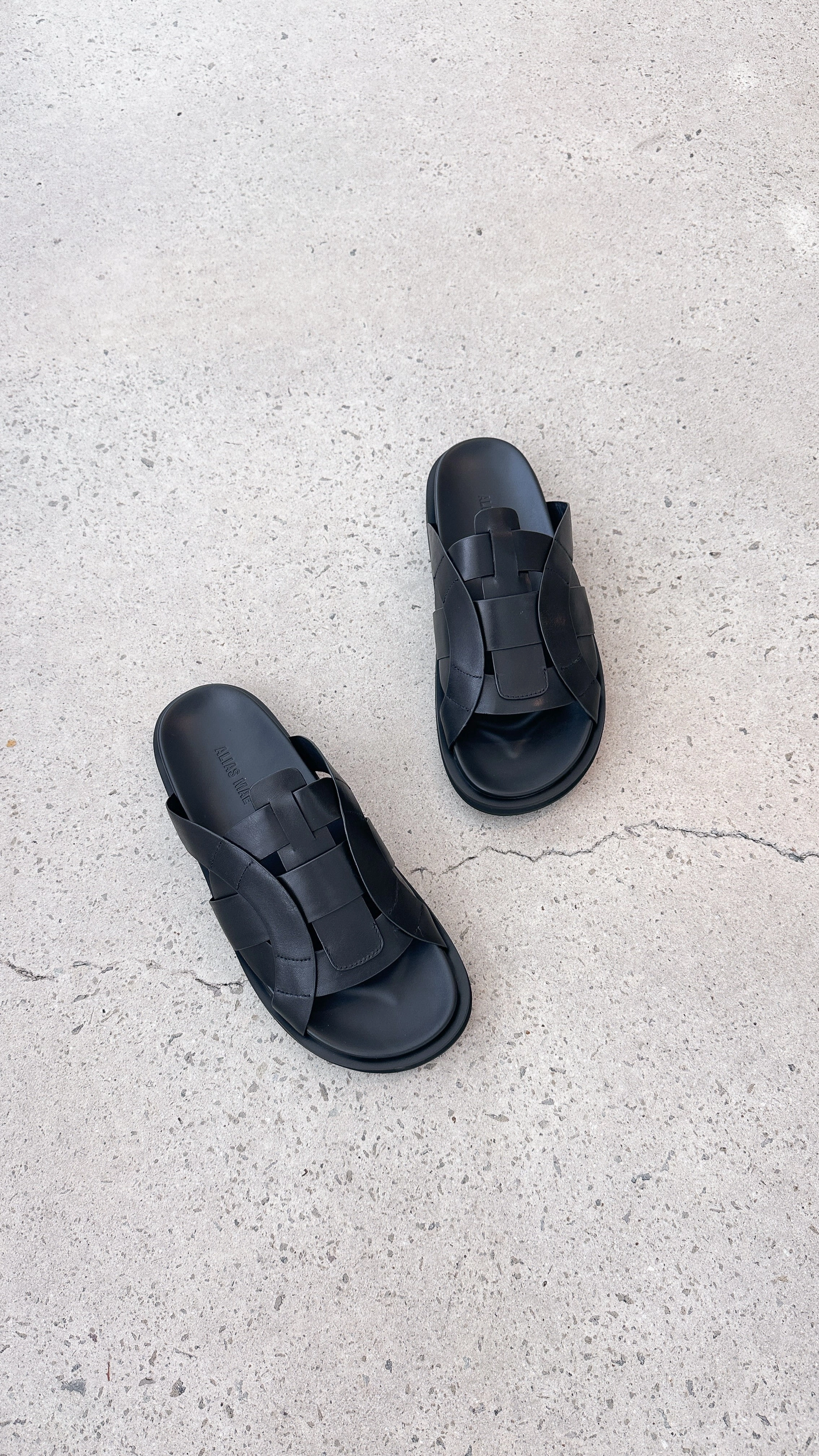 Pasquale Slides - Black leather
